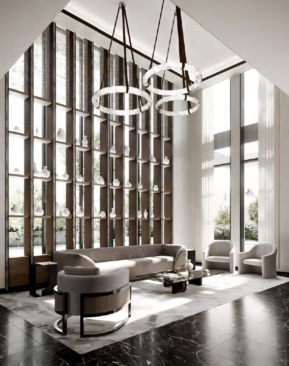 Rendering of The Forest Hill Private Residences lobby.