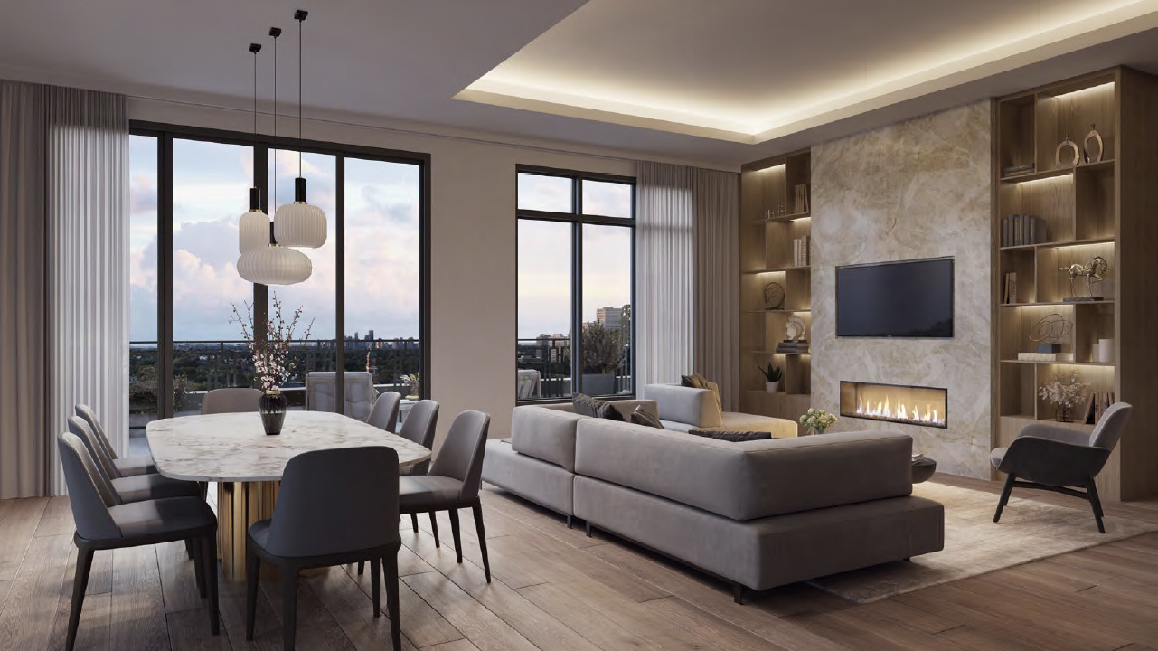 Rendering of The Forest Hill Private Residences party room.