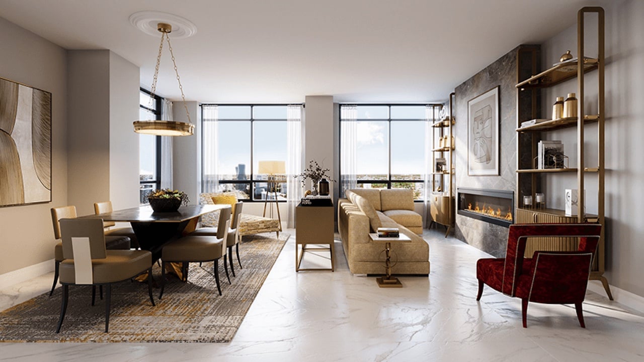 Rendering of ORO Condos penthouse onyx living room