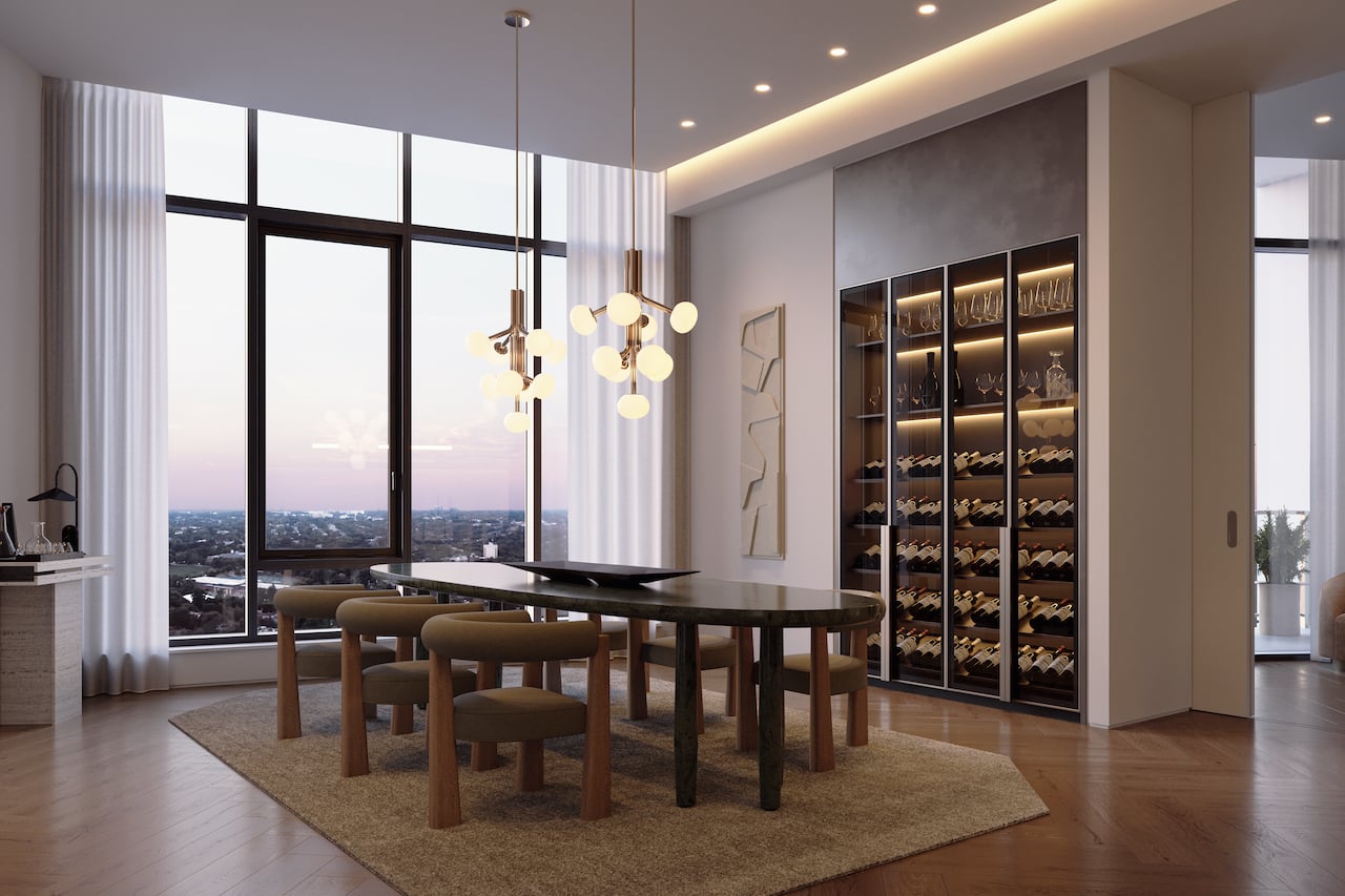 Rendering of One Delisle Penthouse interior dining room