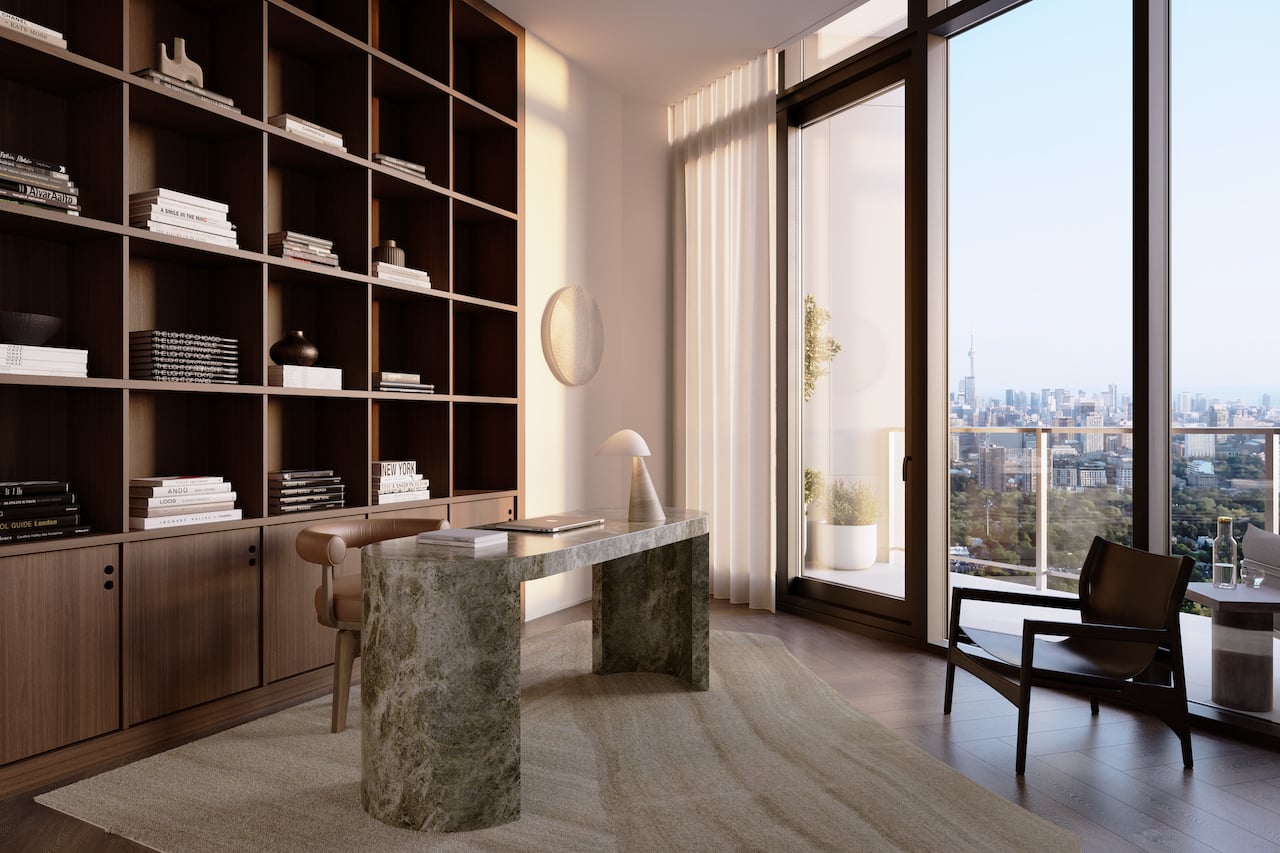 Rendering of One Delisle Penthouse interior office