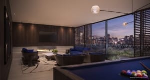 Rendering of Canary House Condos entertainment room