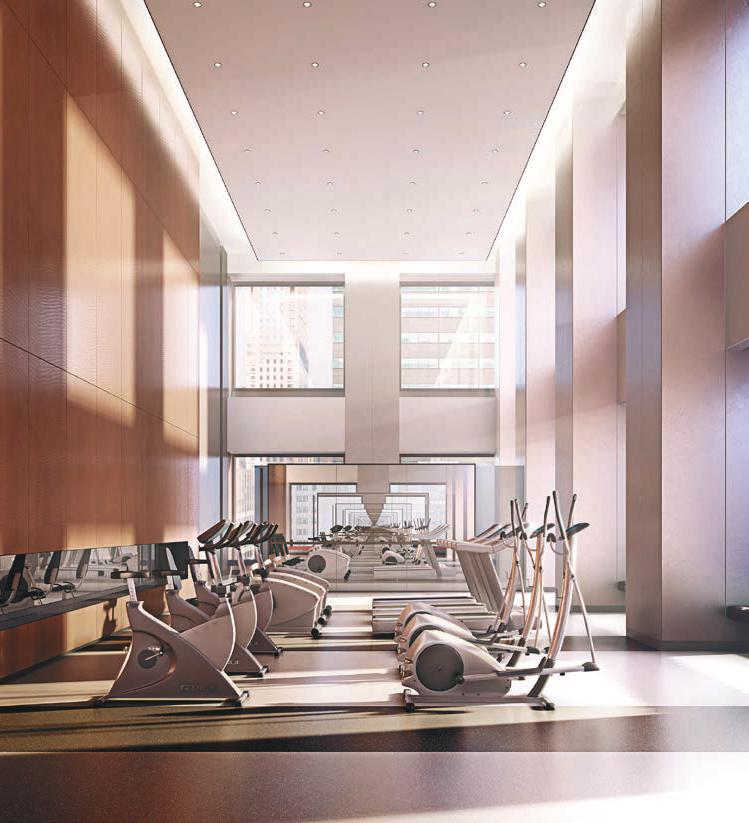 Rendering of SkyTower condos fitness centre with exercise machines.
