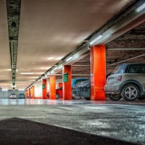 Multi-storey car parking garage in a Toronto condo.
