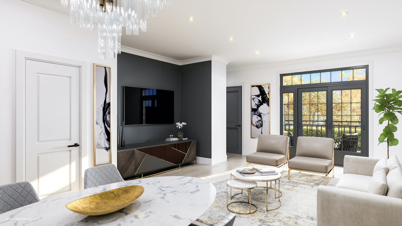 Rendering of Harbour Place Towns living room
