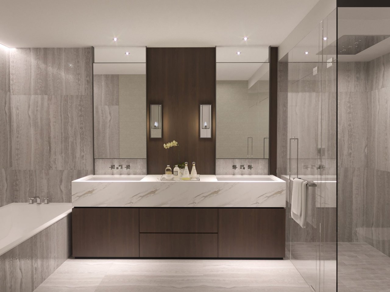 Full bathroom rendering of One Forest Hill Condos.