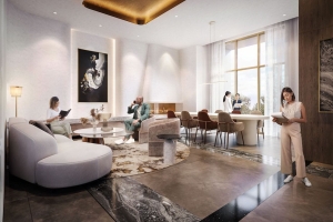 Rendering of The Grand at Universal City work lounge