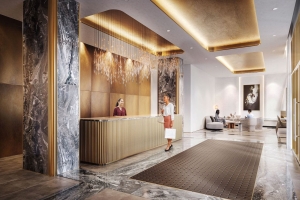 Rendering of The Grand at Universal City lobby