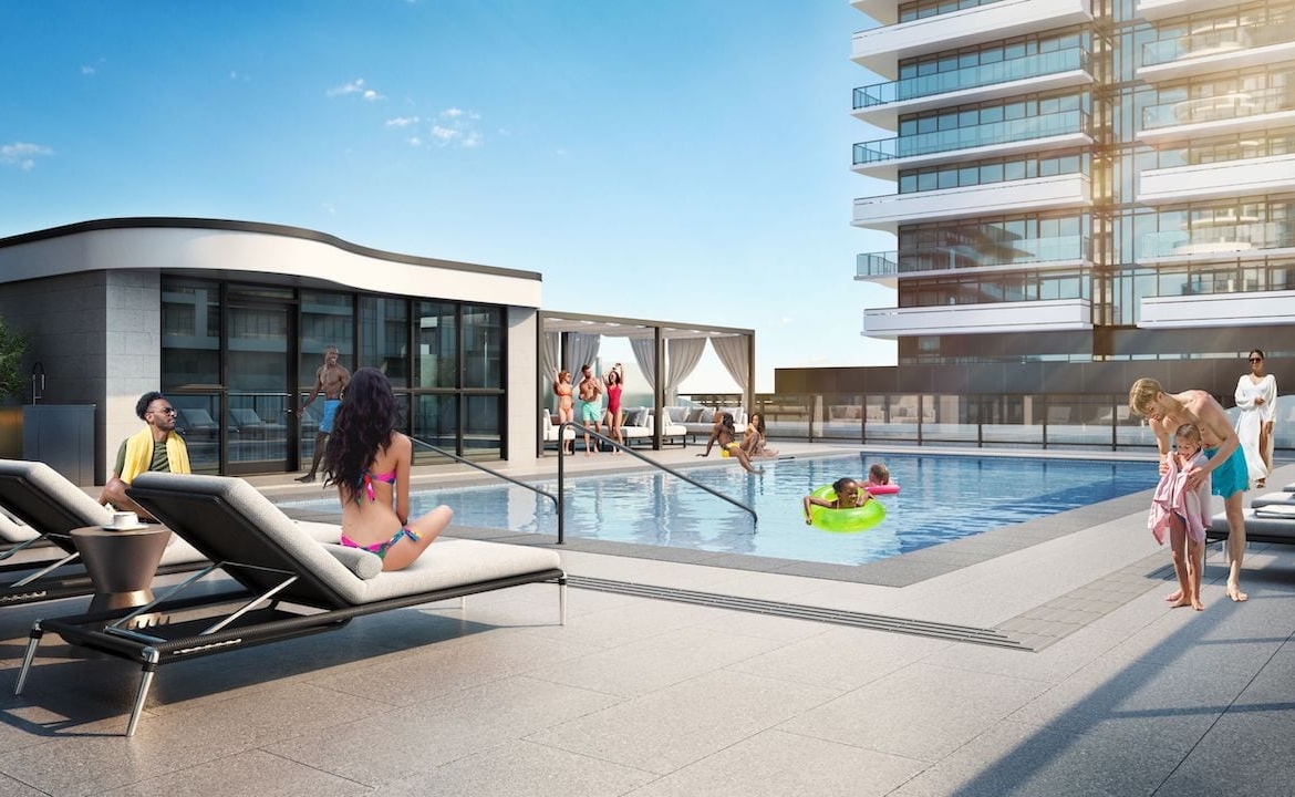 Rendering of The Grand at Universal City terrace pool