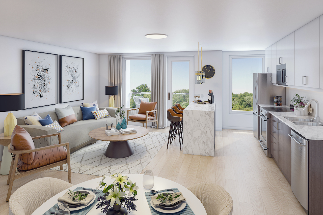 Rendering of Amsterdam Urban Towns O'Connor Drive suite interior.