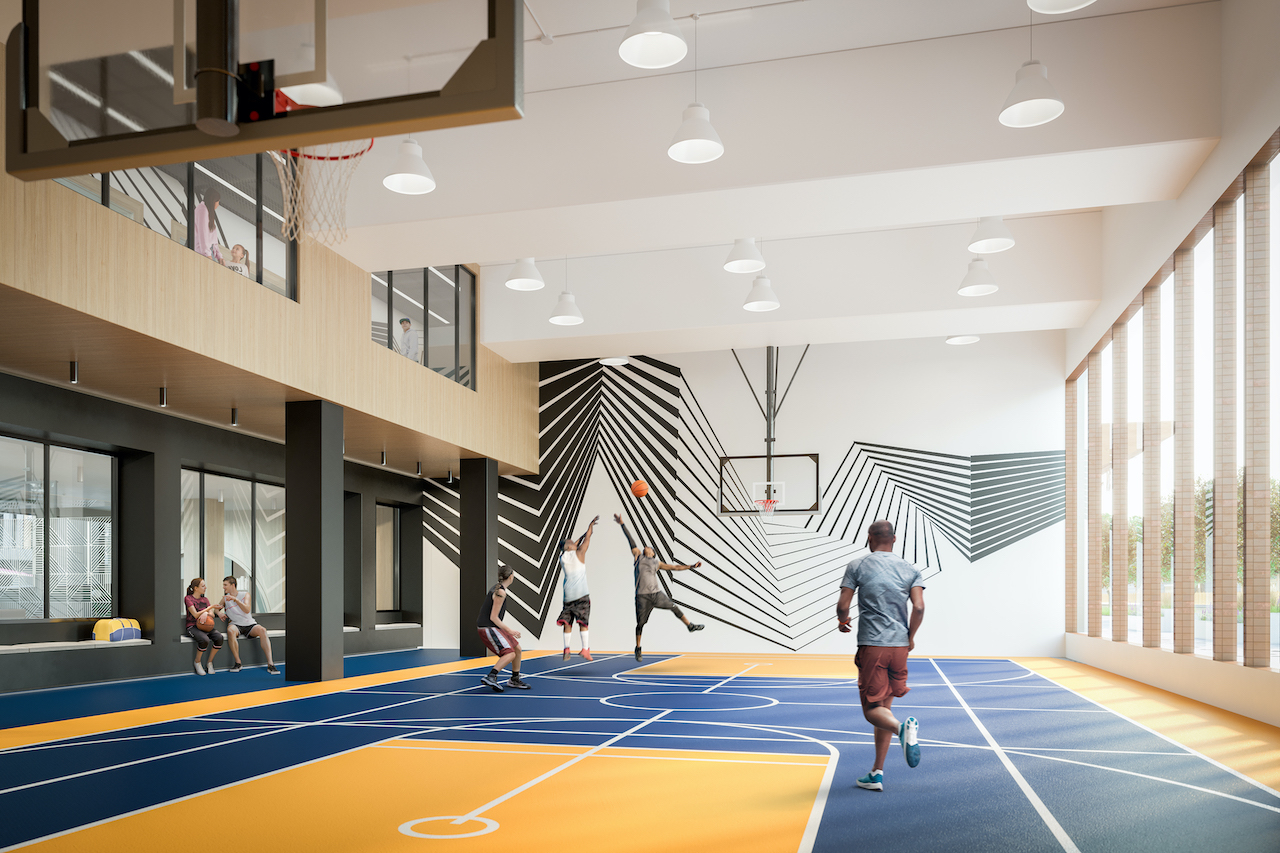 Rendering of The Thornhill Condos indoor basketball court.