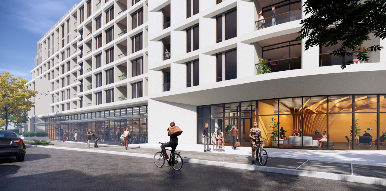 Exterior rendering 3100 Bloor Street West Condos streetscape