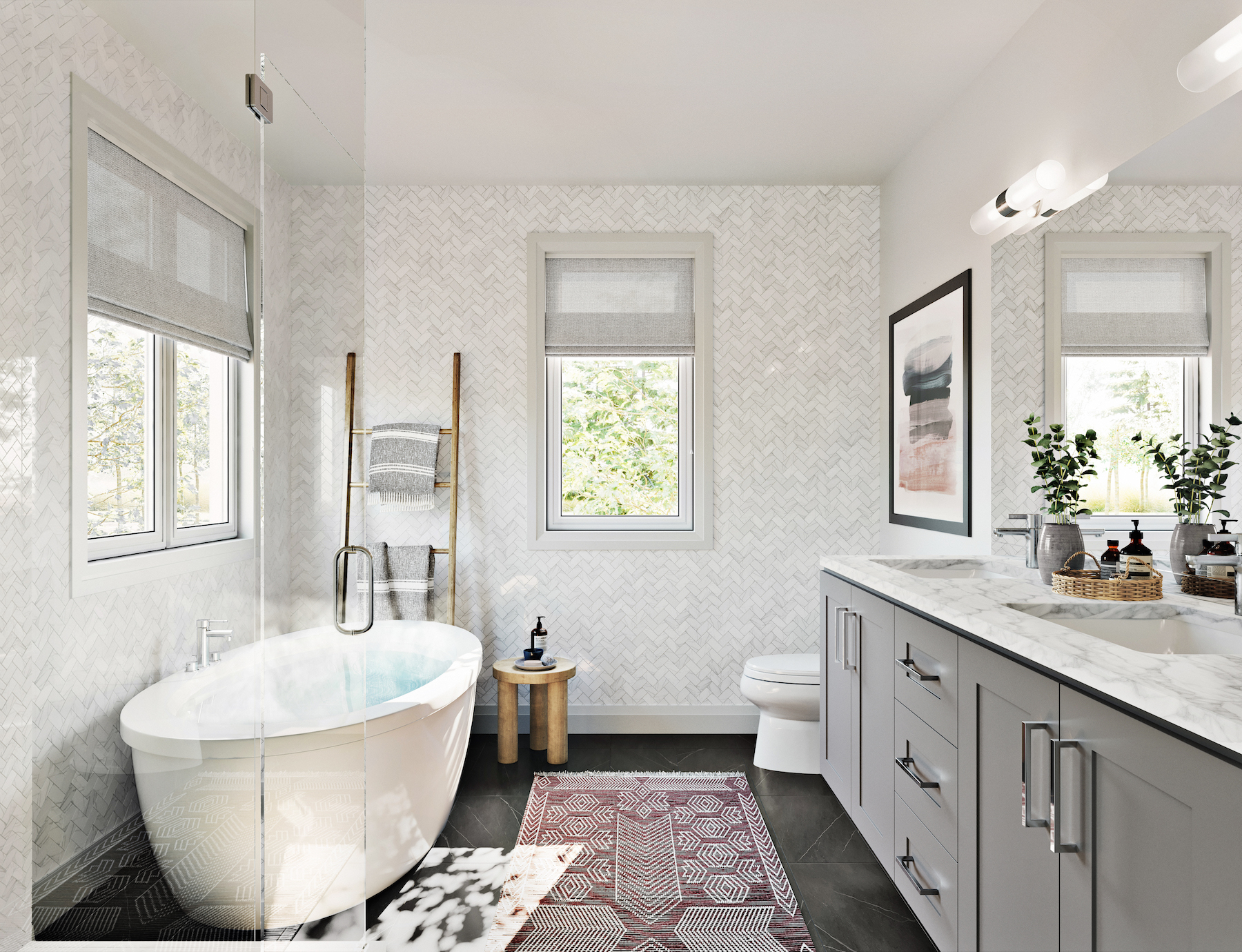 Rendering of Community Crafted Towns suite bathroom.
