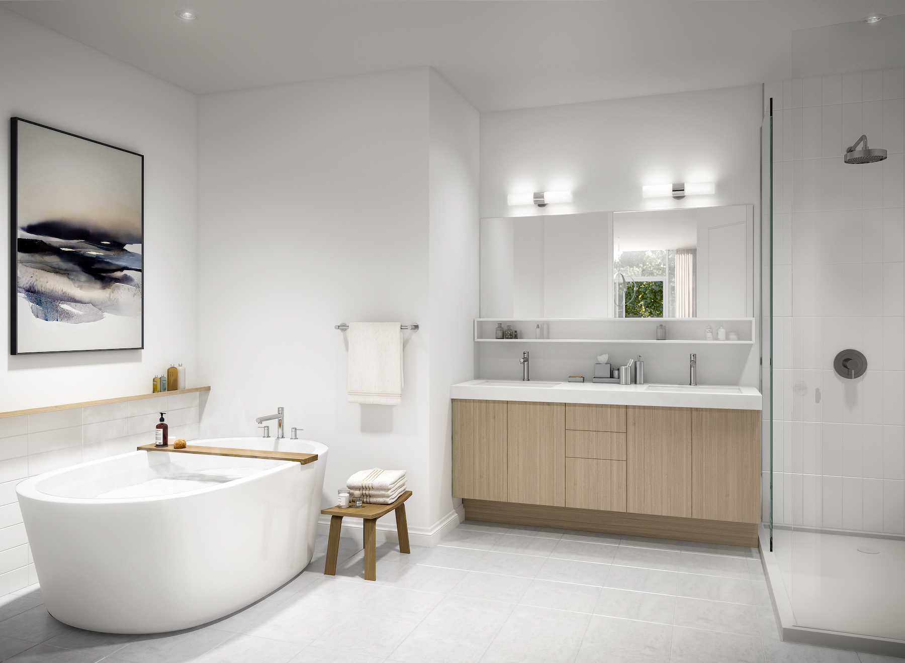 Rendering of Community Crafted Towns suite master bathroom.