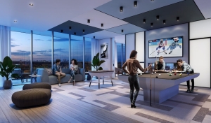 Rendering of The Dawes Condos interior games room