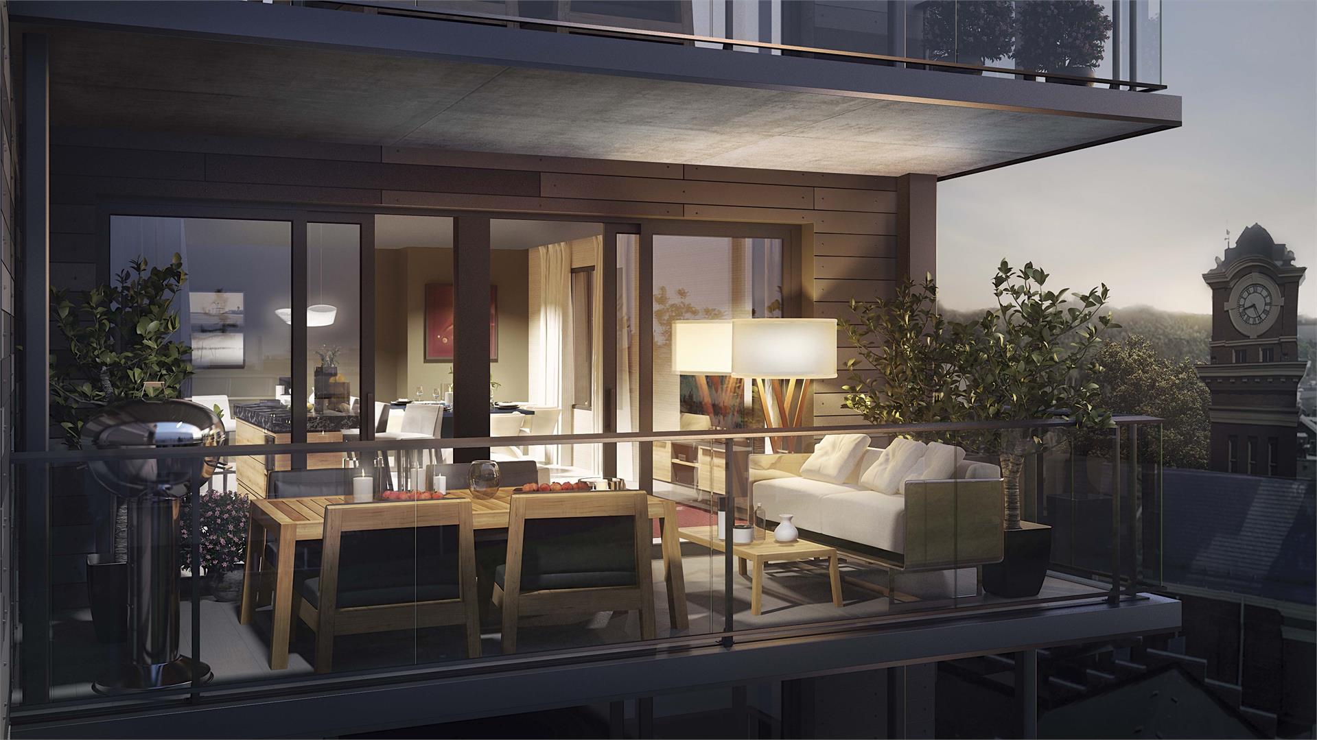 Rendering of Heartwood the Beach Condos suite balcony