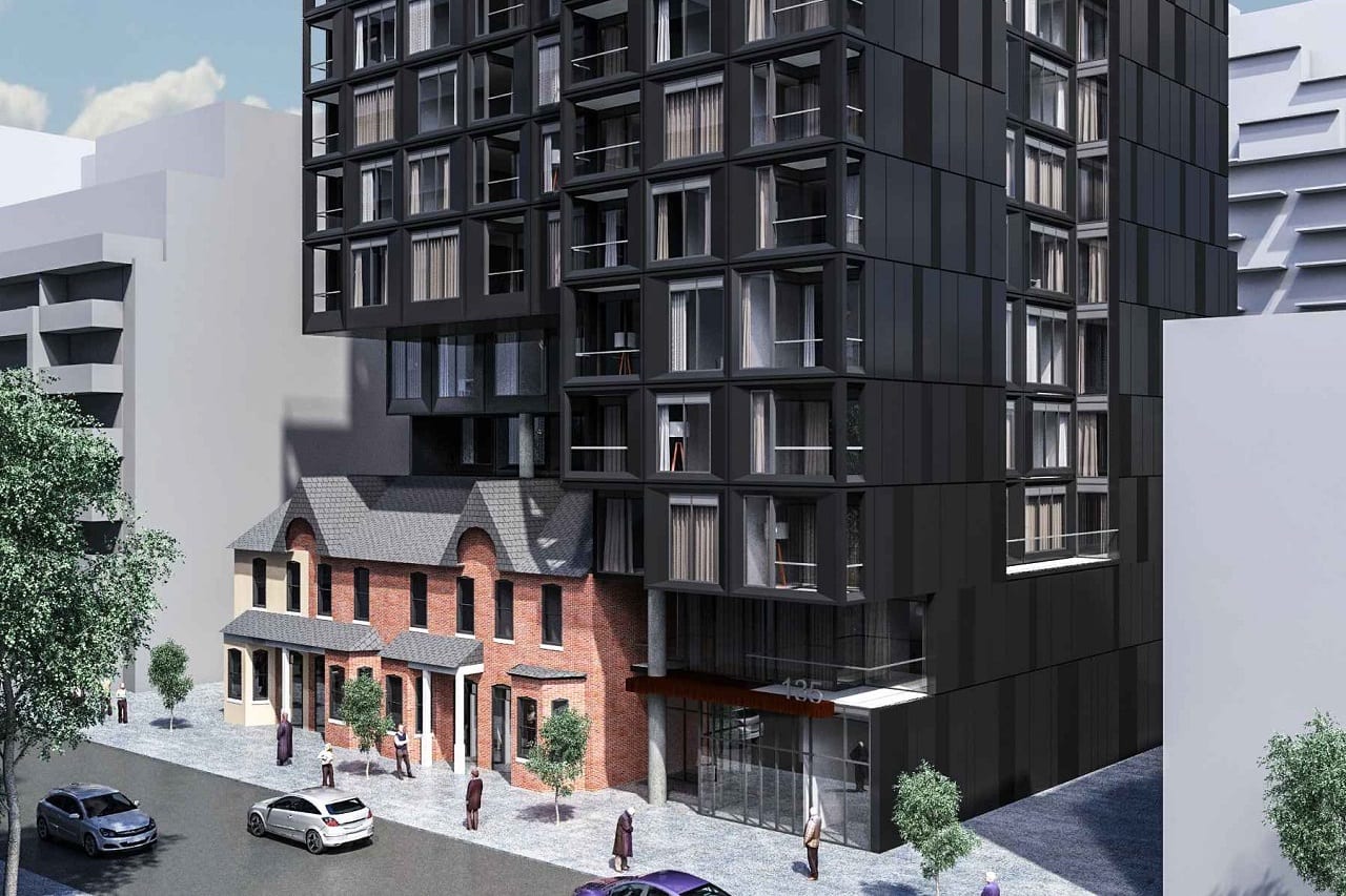 Rendering of The Addison Condos exterior lower half