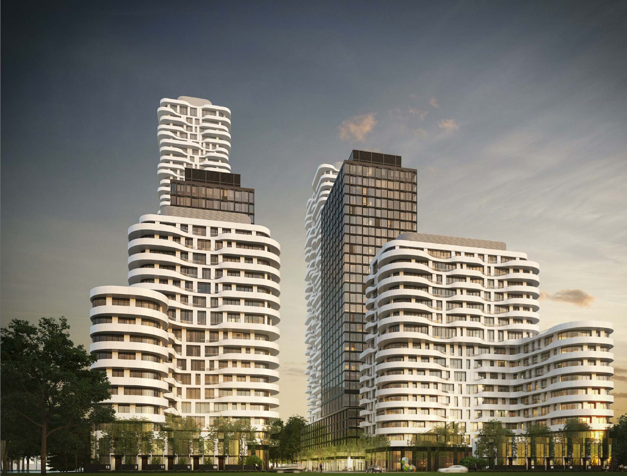 Exterior rendering of 180 Steeles Avenue West Condos designed by Core Architects
