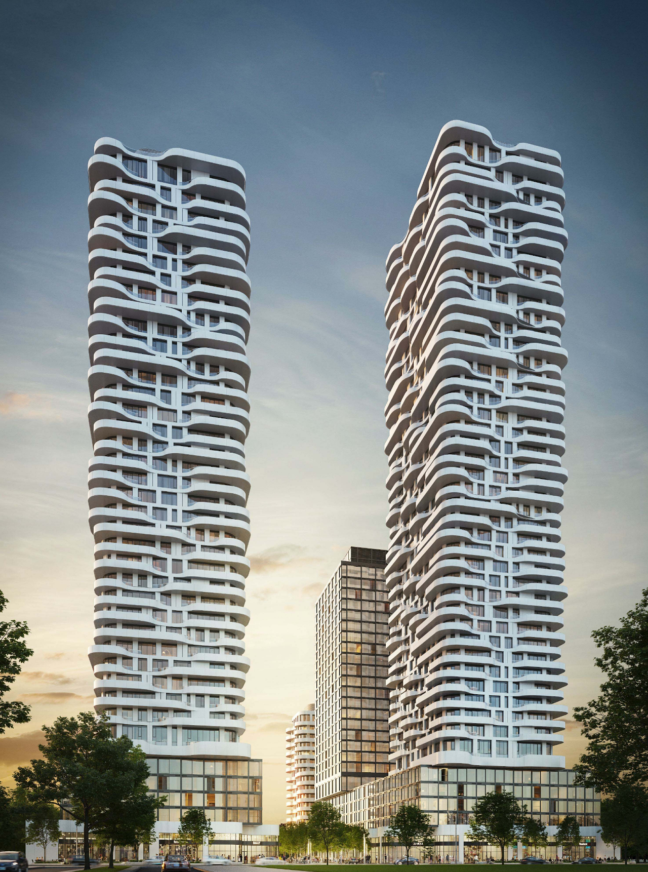 Rendering of 2 tallest towers at 180 Steeles Avenue West Condos