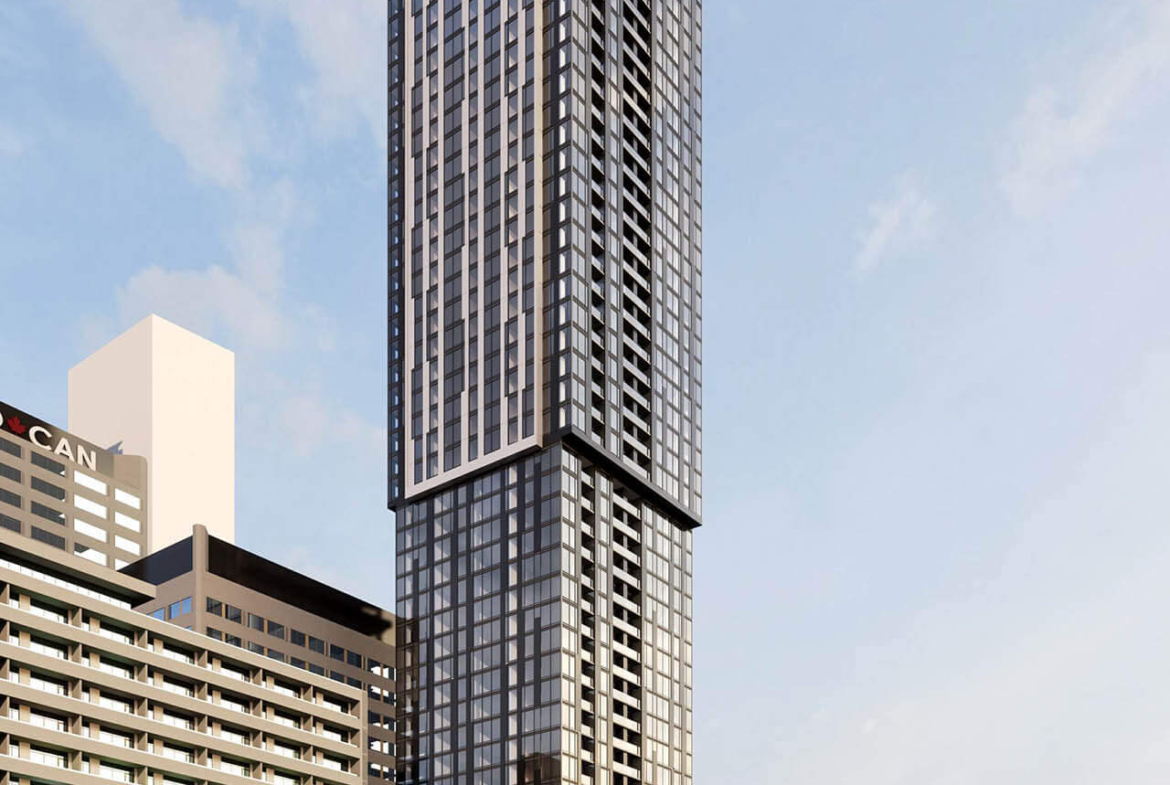 Rendering of 36 Eglinton West Condos exterior full side view
