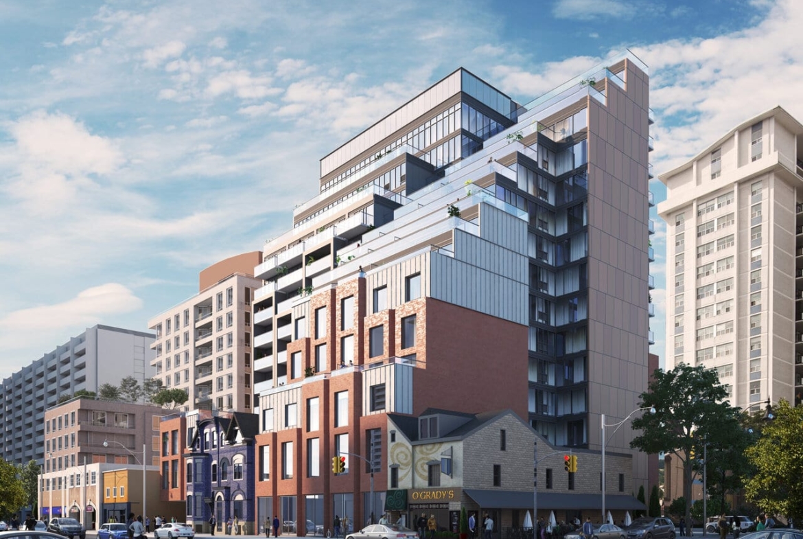 Rendering of 506 Church Condos exterior side view during the day