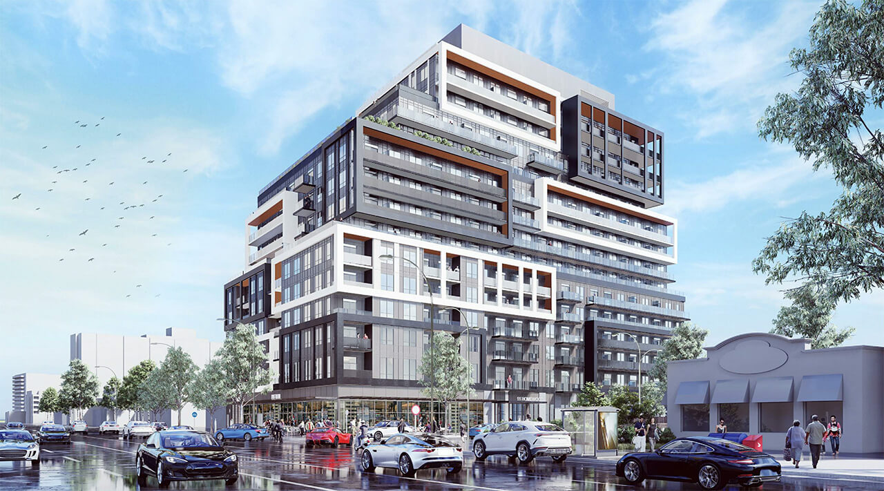 Rendering of 6080 Yonge Condos exterior view close up