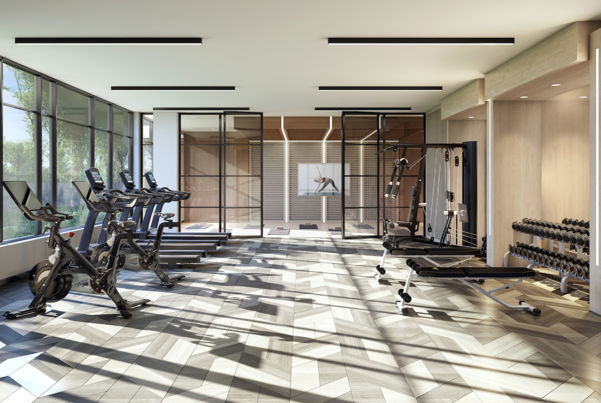 Rendering of The Butler Condos exercise area.