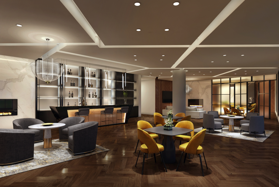 Rendering of The Butler Condos party room.
