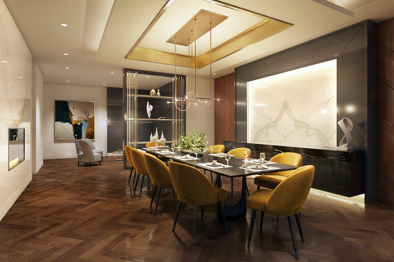 Rendering of The Butler Condos private dining area.