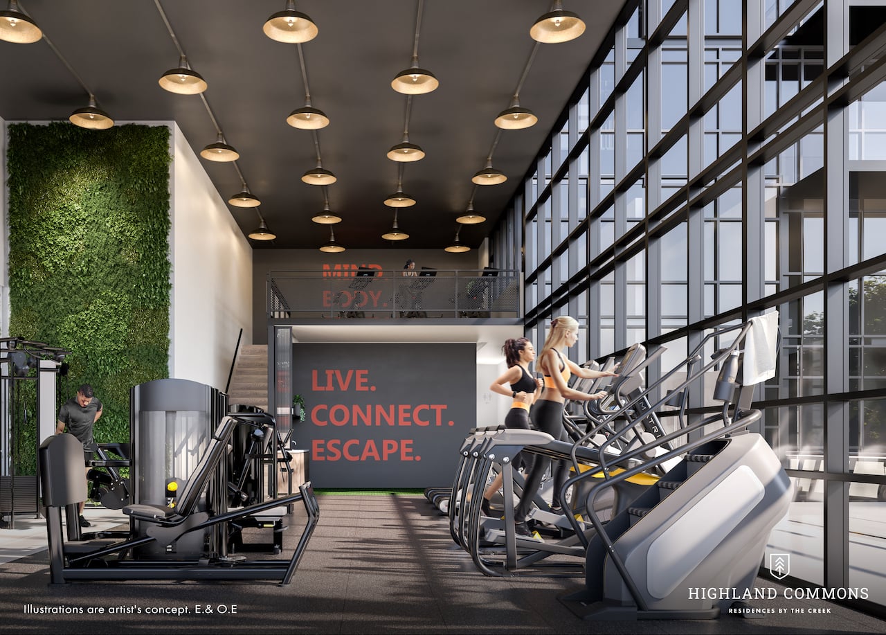Rendering of Highland Commons condos fitness centre