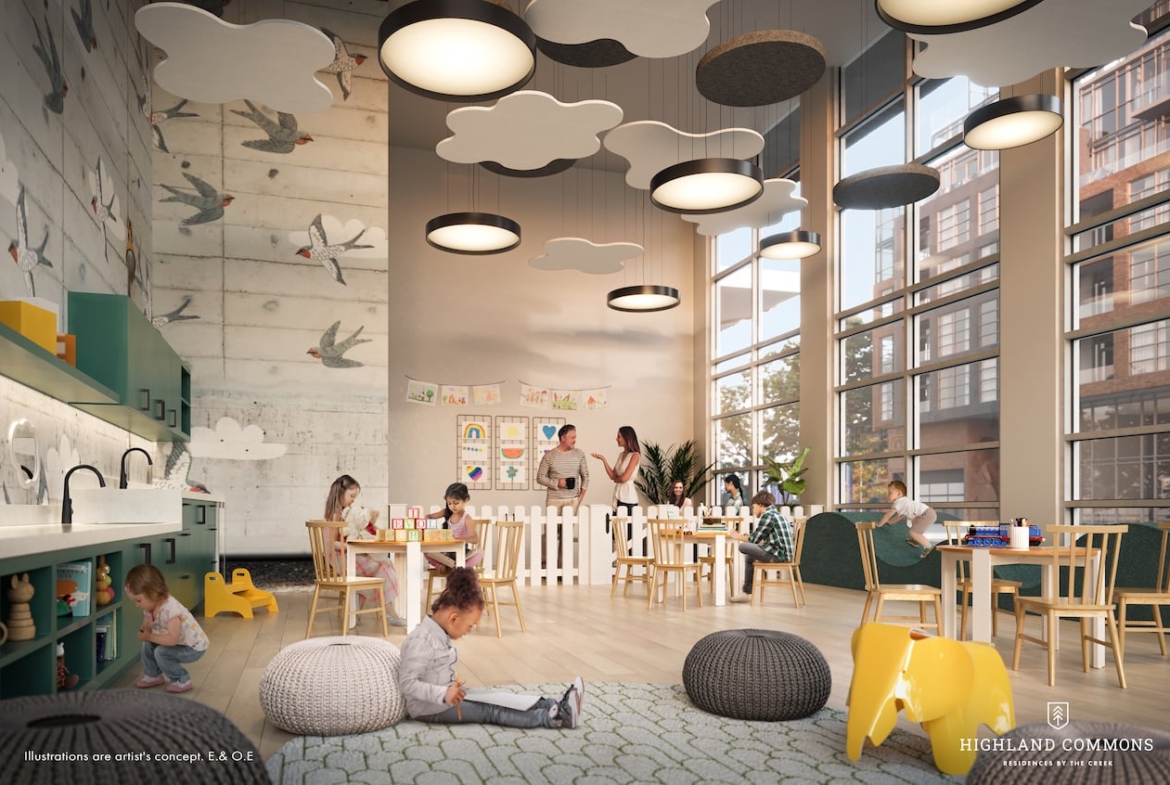 Rendering of Highland Commons condos kids room