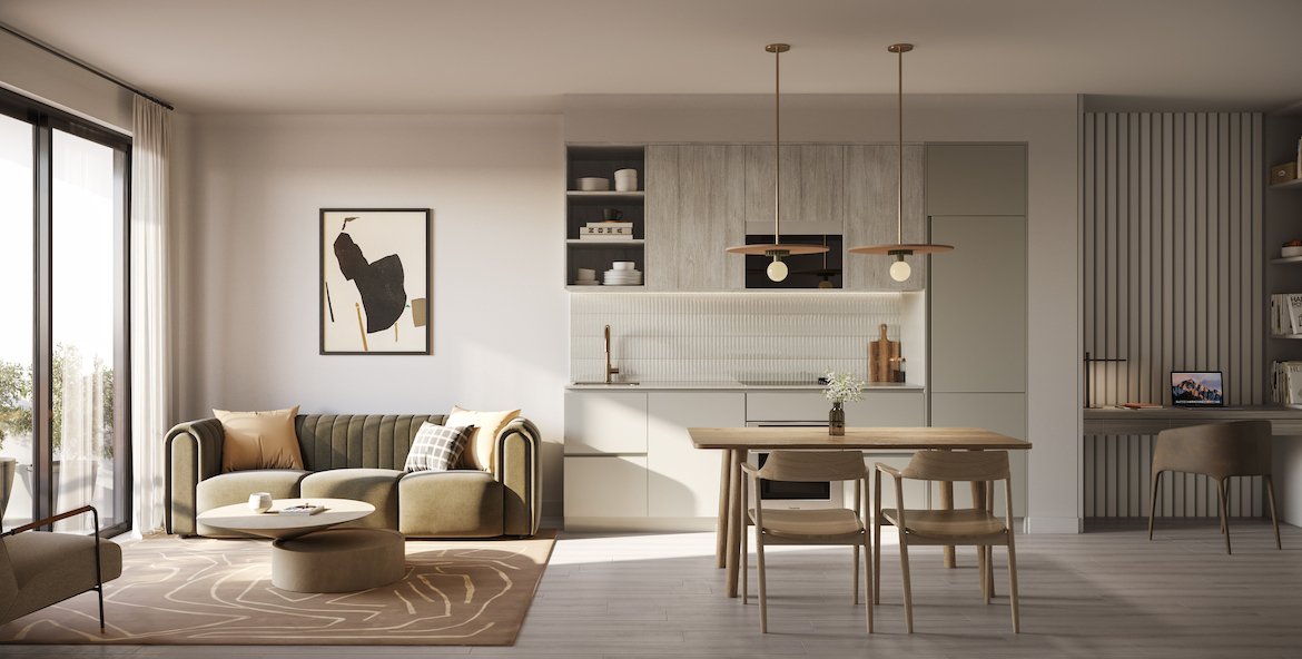 Rendering of Maison Wellesley suite interior during the day