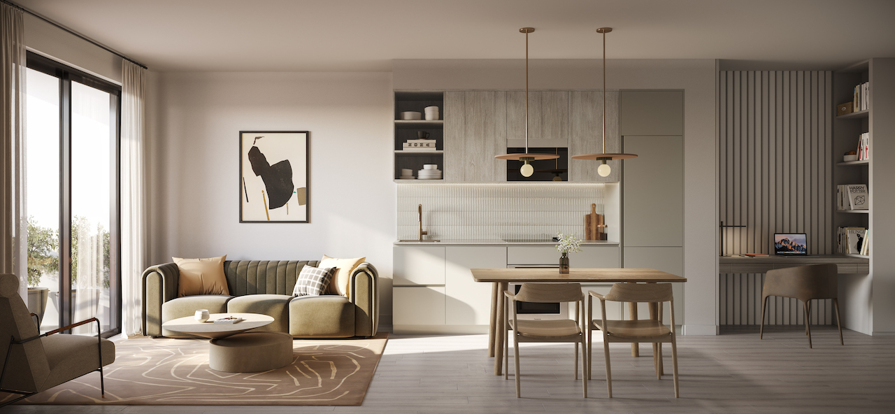 Rendering of Maison Wellesley suite interior during the day