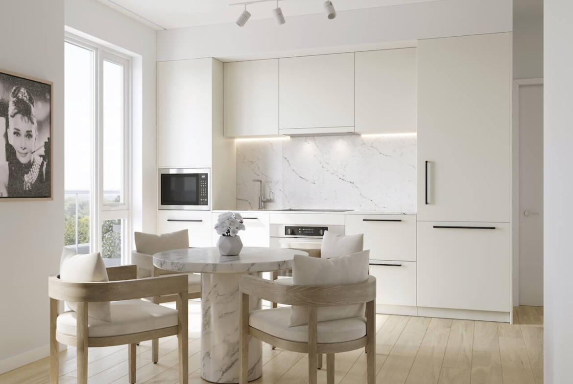 Rendering of The Leaside suite kitchen interior light