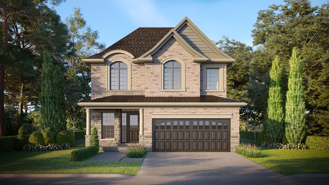 Exterior rendering of King East Estates detached home during the day.