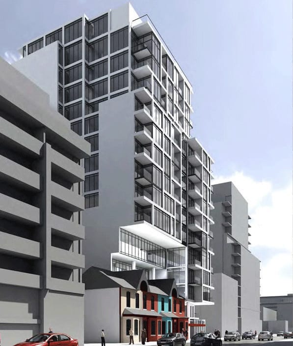 Rendering of The Addison Condos early design exterior left side