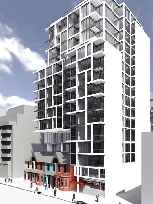 Rendering of The Addison Condos early design exterior right side