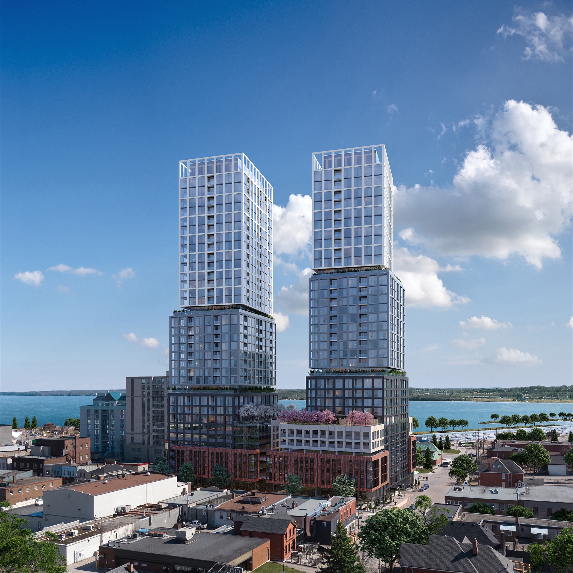 Rendering of Debut Waterfront Residences exterior during the day.