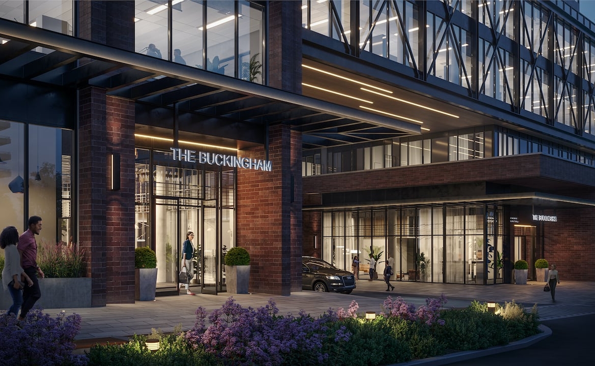 Rendering of Grand Central Mimico exterior entrance