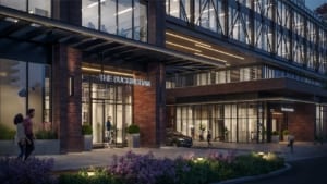 Rendering of Grand Central Mimico exterior entrance