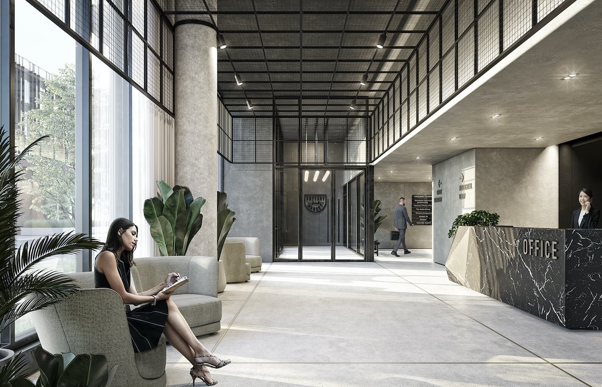 Rendering of Grand Central Mimico lobby