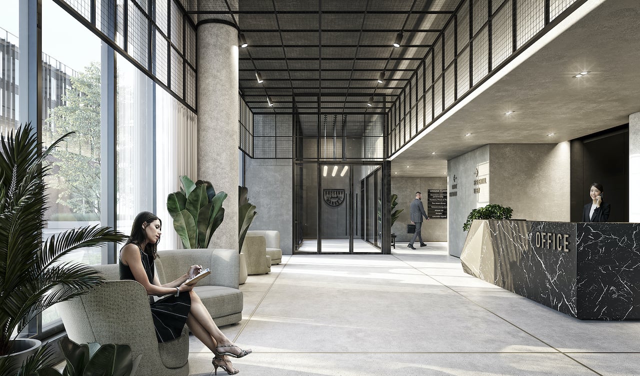 Rendering of Grand Central Mimico lobby