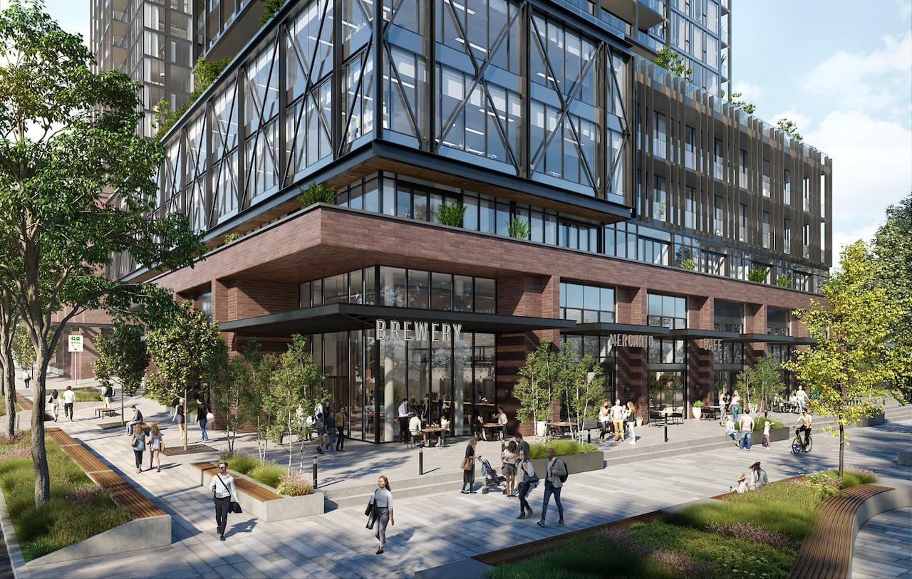 Rendering of Grand Central Mimico exterior streetscape
