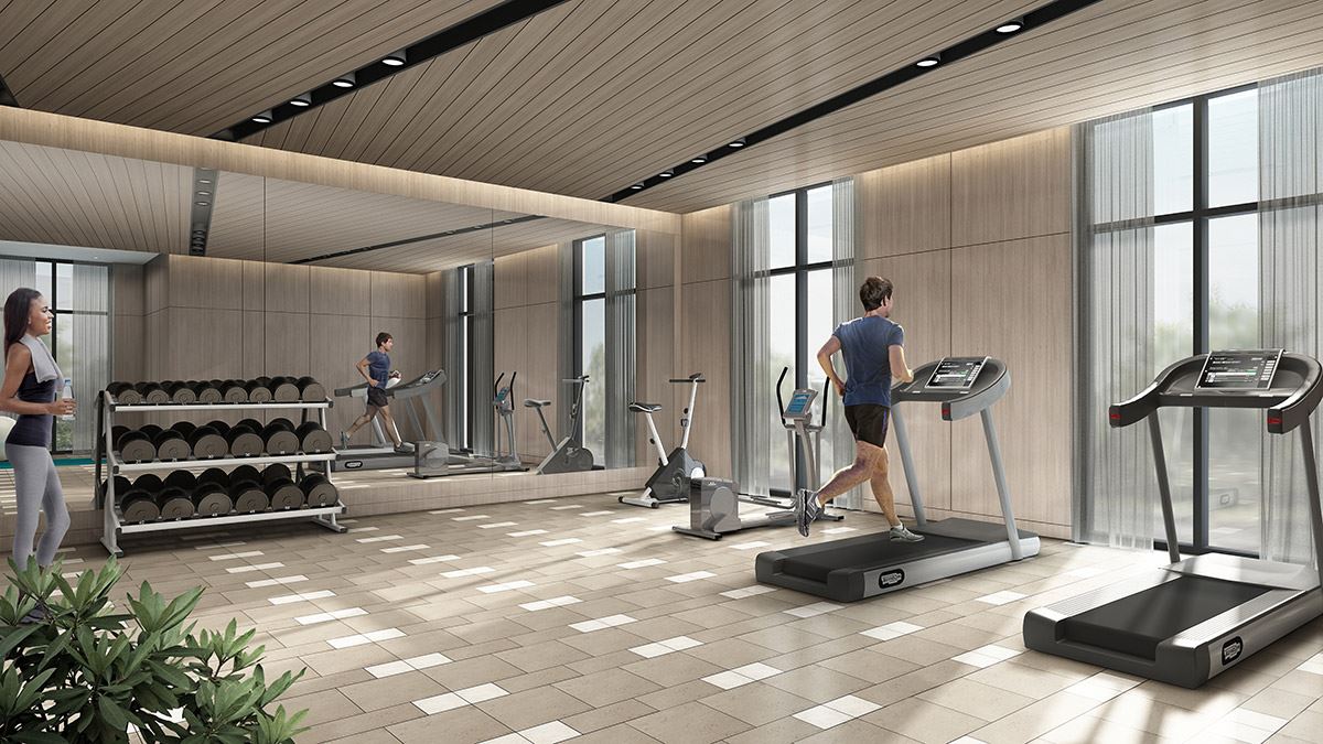Rendering of Canvas on the Rouge Condos gym.