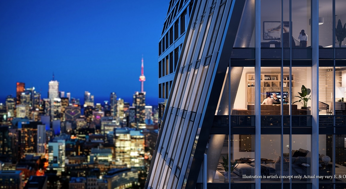 Exterior rendering of 8 Wellesley Residences view of different suites