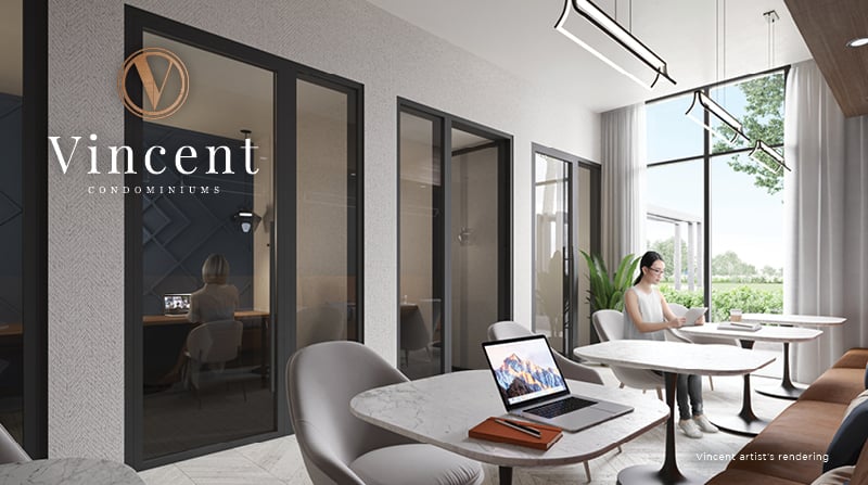 Rendering of Vincent Condos co-working space