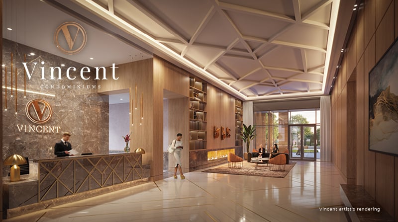 Rendering of Vincent Condos lobby