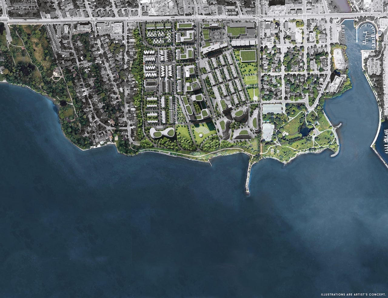 Rendering of Brightwater Towns aerial top-view