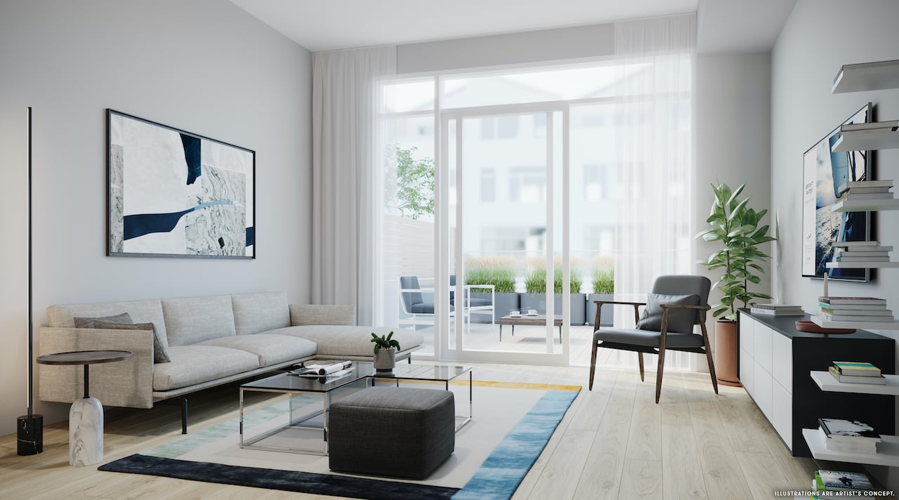 Rendering of Brightwater Towns interior living room