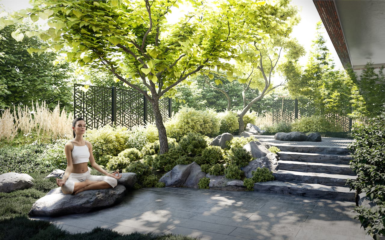 Rendering of Akra Living zen garden
